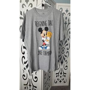 Disney Mickey Mouse Reigning Dad Joke Champion Tee Gray XL nwot Graphic Shirt